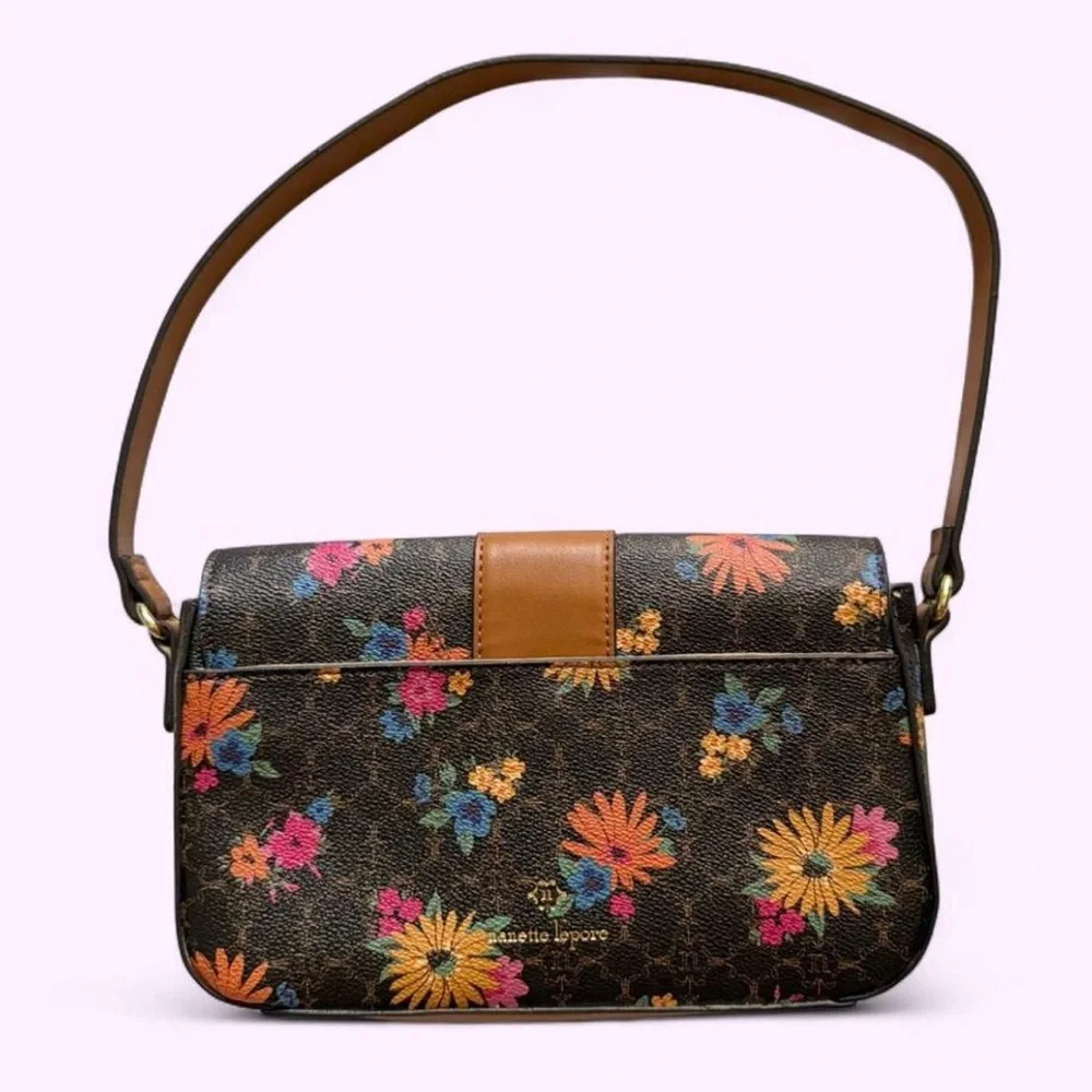 Nanette Lepore Fiona Logo Flap Floral Baguette Shoulder Bag - Picture 5 of 6